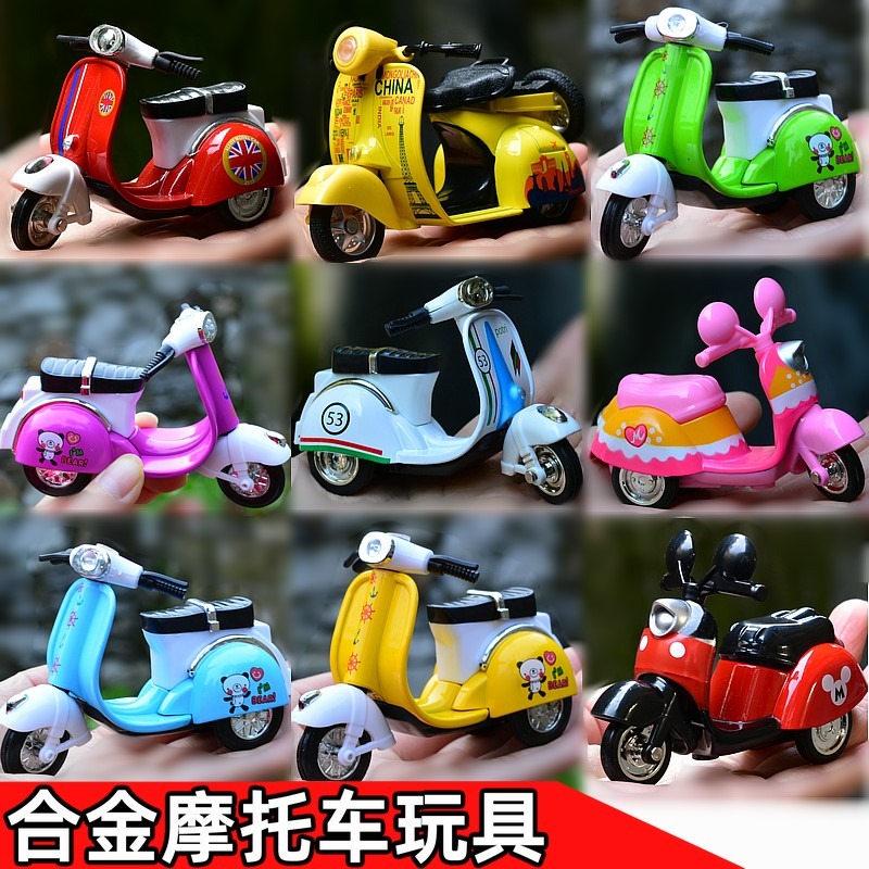 摩托車跑車踏板車玩具模型合金小車男孩三輪回力滑行 兒童玩具車-細節圖2