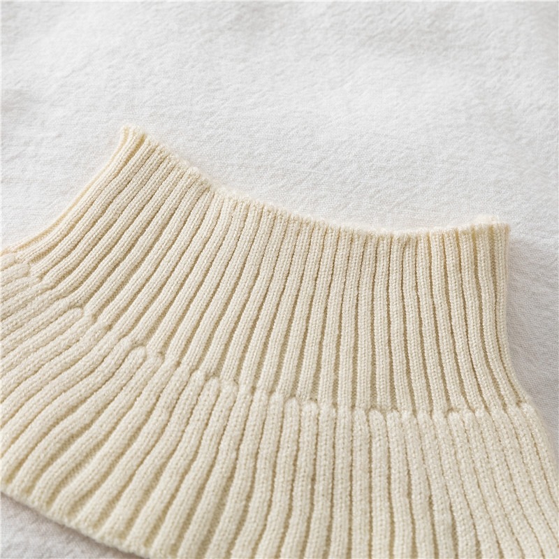 套頭圍脖女秋冬新款百搭保暖頸椎純色彈力針織半高領脖套裝飾假領-細節圖9
