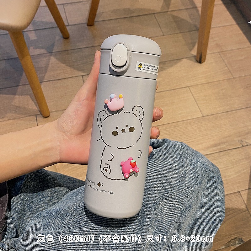 ins風帶吸管保溫杯女士高顏值水杯可愛簡約304不銹鋼杯子女生便攜-細節圖8