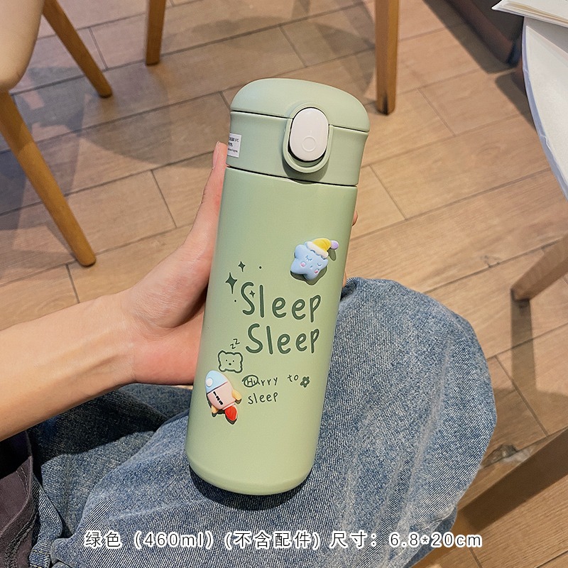 ins風帶吸管保溫杯女士高顏值水杯可愛簡約304不銹鋼杯子女生便攜-細節圖9