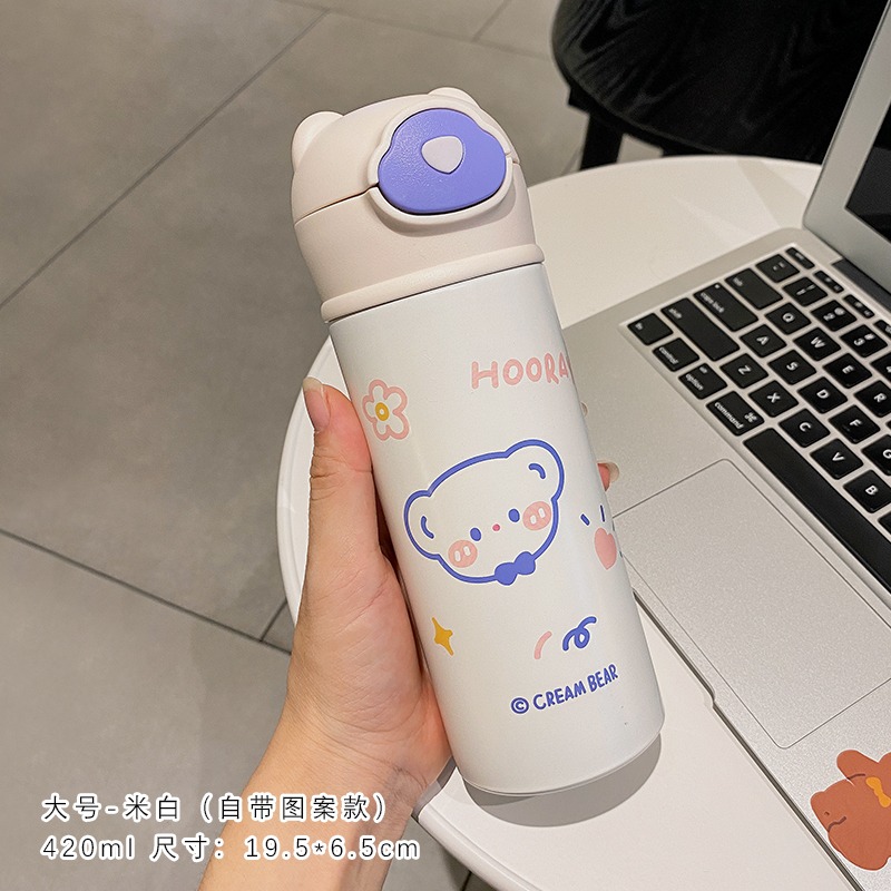 ins風帶吸管保溫杯女士高顏值水杯可愛簡約304不銹鋼杯子女生便攜-細節圖10