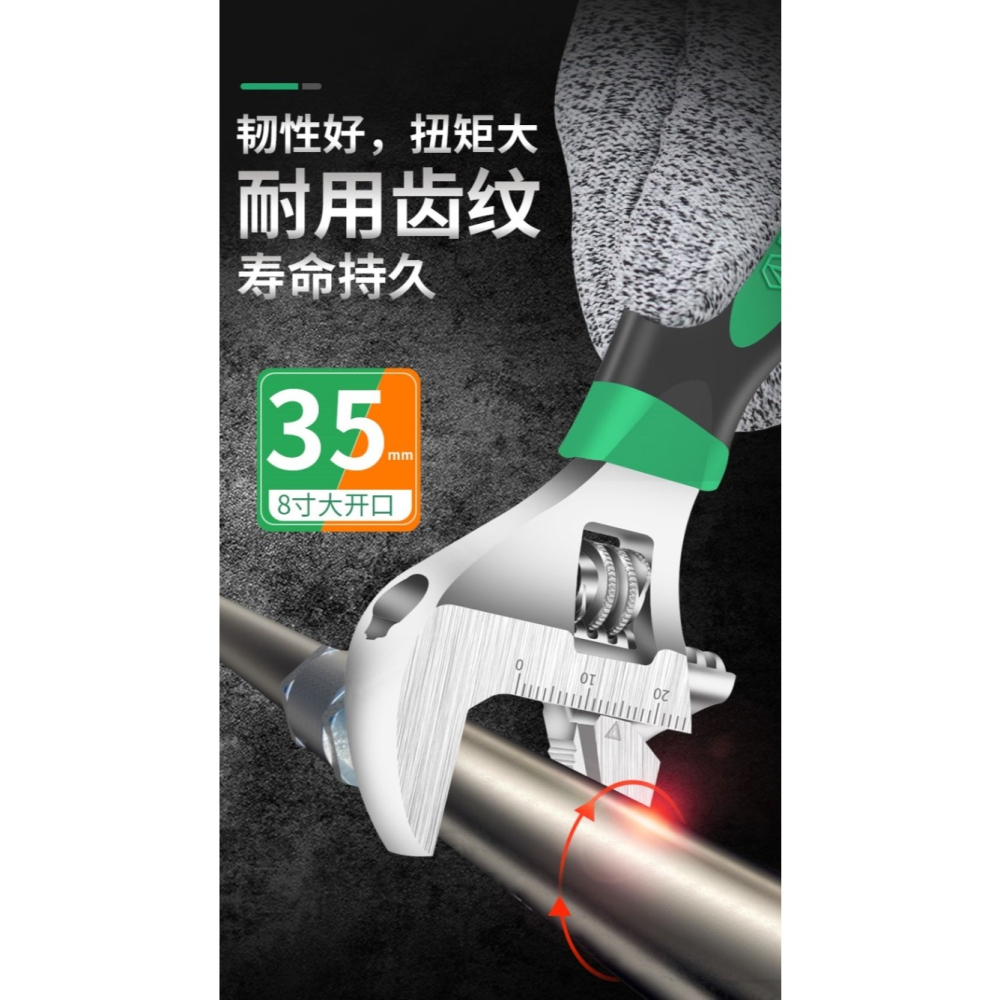 A 多功能短柄活動扳手管子大開口短把活口扳手小號迷你衛浴扳手-細節圖9
