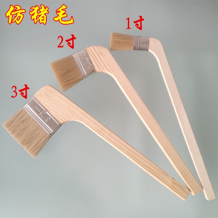 彎頭刷彎柄油漆刷 純豬毛仿鬃毛刷 船用刷長柄長毛刷子清潔掃灰刷-細節圖7