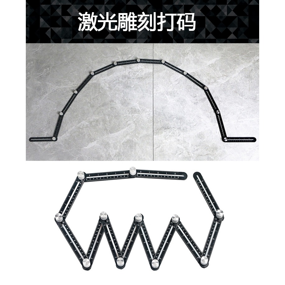 量角度神器多功能六折尺鋪地瓷磚九/四摺尺開孔定位器萬向角度尺-細節圖7