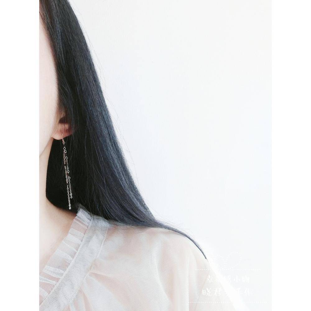 曉君夢 *黑色小禮服* 黑尖晶14k注金耳環耳釘耳夾 優雅精緻閃亮-細節圖5