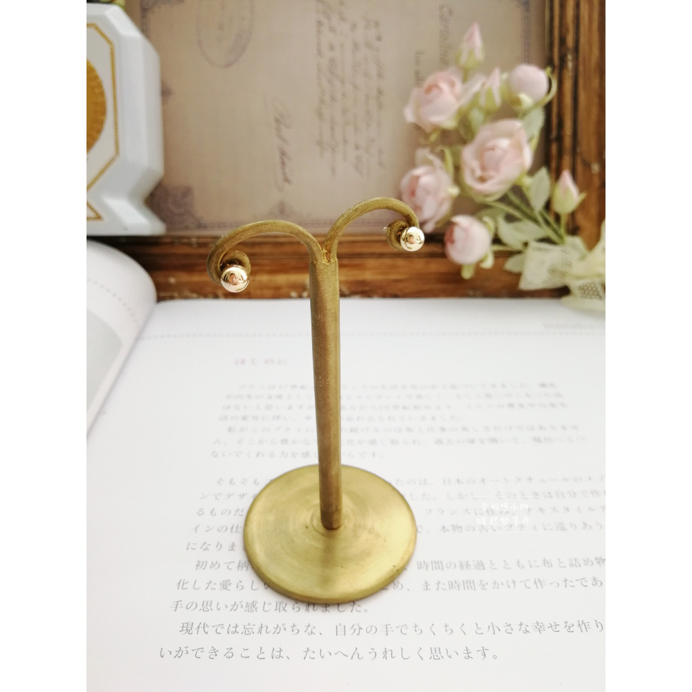 曉君夢 明星款14k注金迷你金豆豆耳釘 簡約百搭 洗澡睡覺不用取-細節圖4