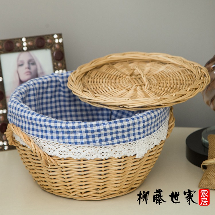 柳藤世家 藤編收納筐收納籃水果盤食品筐 收納盒雞蛋籃廚房儲物盒-細節圖8