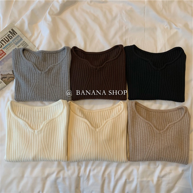 香蕉芭那那 2021年秋冬季裝內搭針織衫短款設計感韓版打底衫上衣-細節圖2