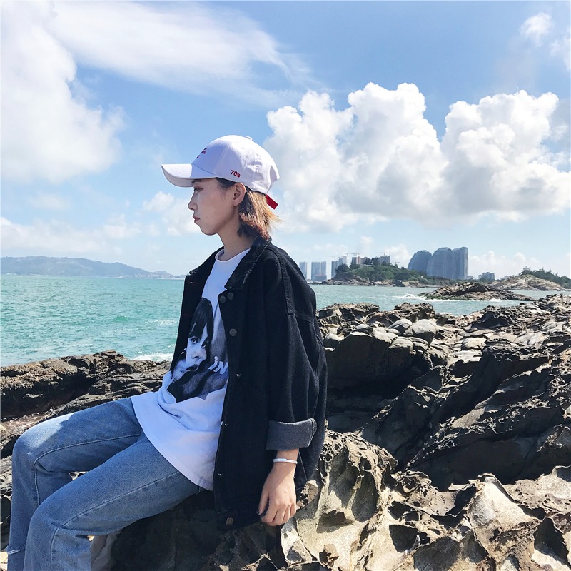 2019春秋裝新款女裝韓版黑色牛仔外套女寬松BF風大碼長袖短款夾克-細節圖3