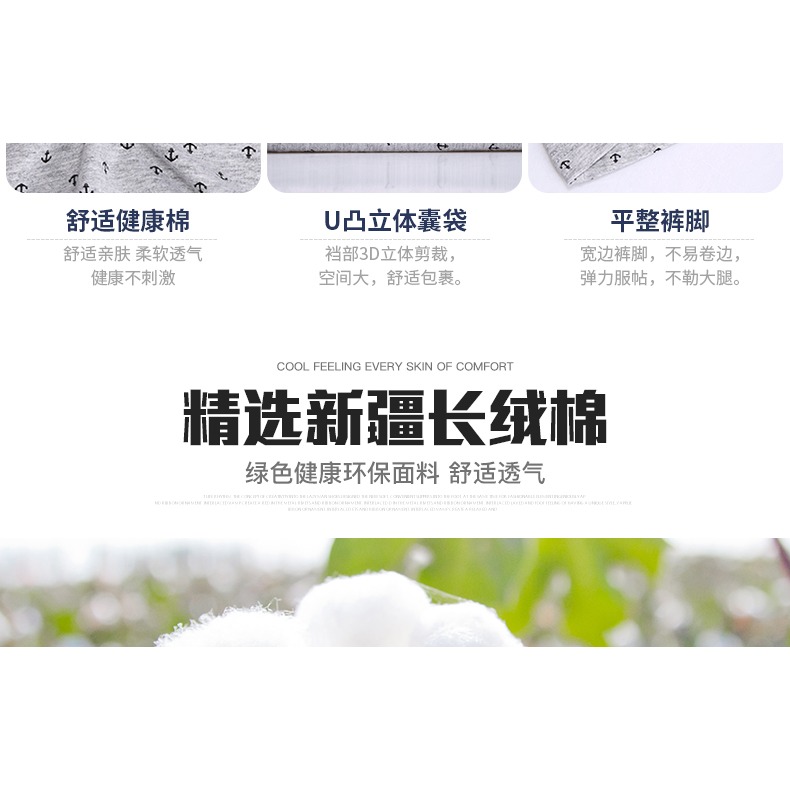 南極人男內褲平角褲純棉男士內褲青年棉質面料中腰四角性感短褲頭-細節圖10