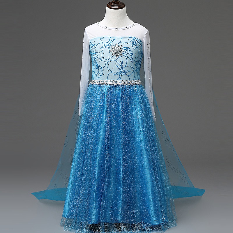 冰雪奇緣公主裙艾莎elsa女王禮服兒童連衣裙Frozen愛莎女童公主裙-細節圖7