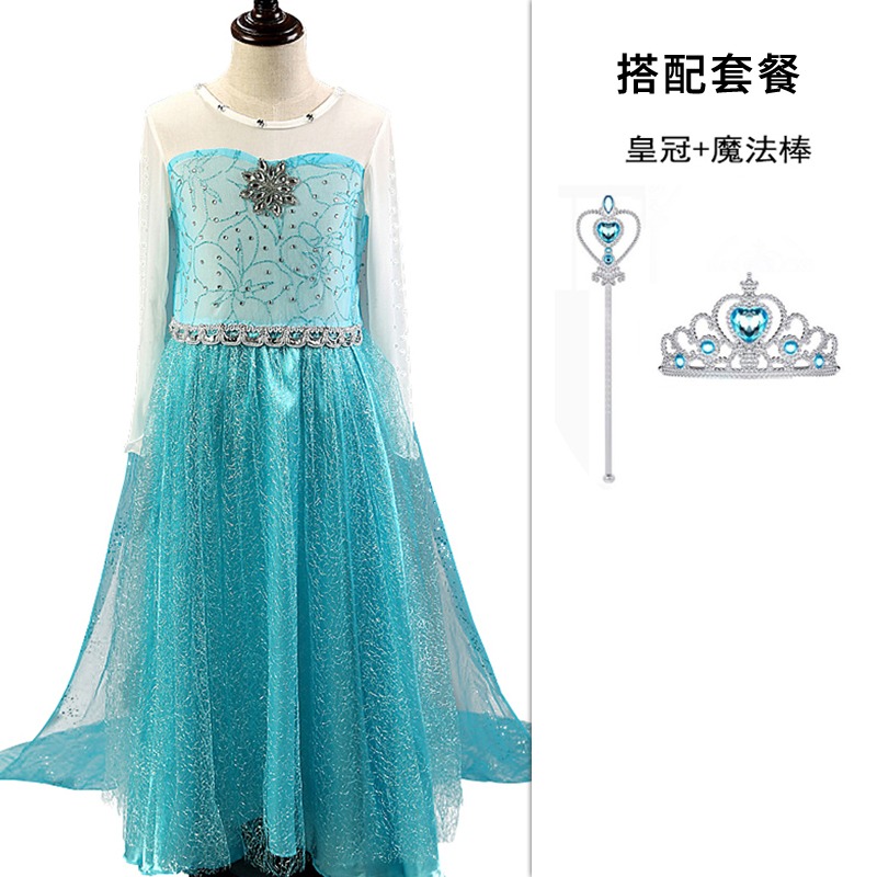 冰雪奇緣公主裙艾莎elsa女王禮服兒童連衣裙Frozen愛莎女童公主裙-細節圖8