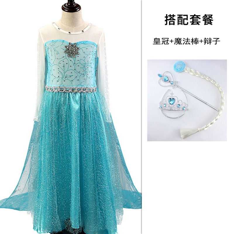 冰雪奇緣公主裙艾莎elsa女王禮服兒童連衣裙Frozen愛莎女童公主裙-細節圖9