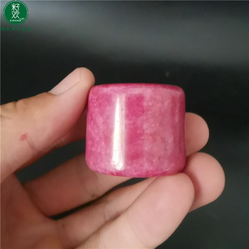 天然翡翠碧玉藍田玉石扳指環射箭女男士款紅色大拇指文玩復古宮廷-細節圖3