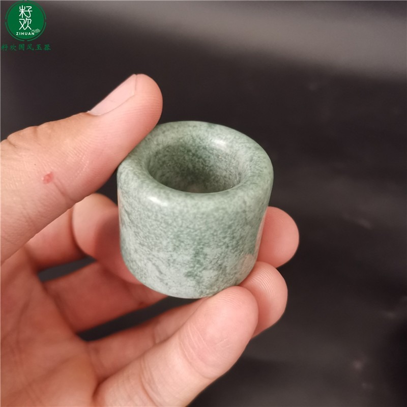 天然翡翠碧玉藍田玉石扳指環射箭女男士款紅色大拇指文玩復古宮廷-細節圖4