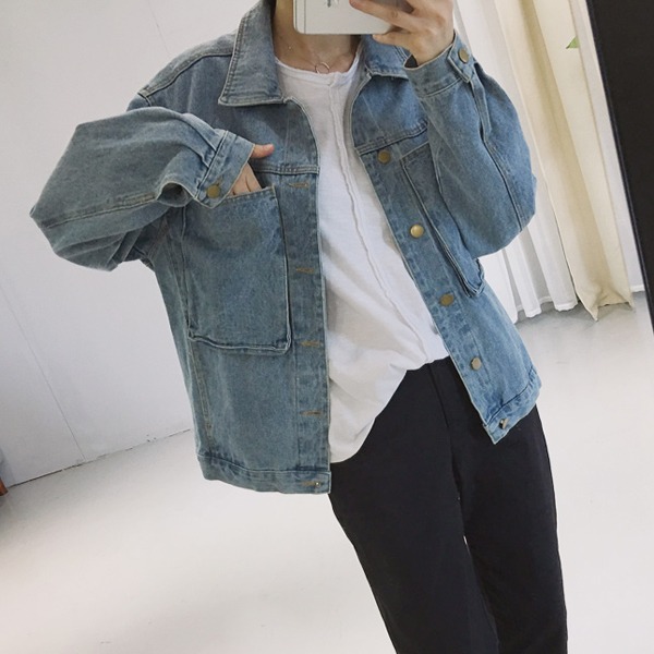 牛仔外套女韓國ulzzang原宿風bf韓版寬松百搭夾克學生上衣春秋潮-細節圖2