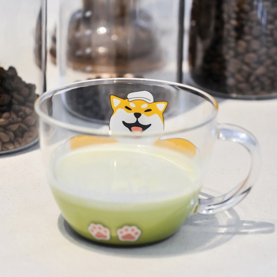 大叔可愛玻璃水杯家用女早餐麥片牛奶咖啡泡茶帶把貓爪杯子-細節圖3