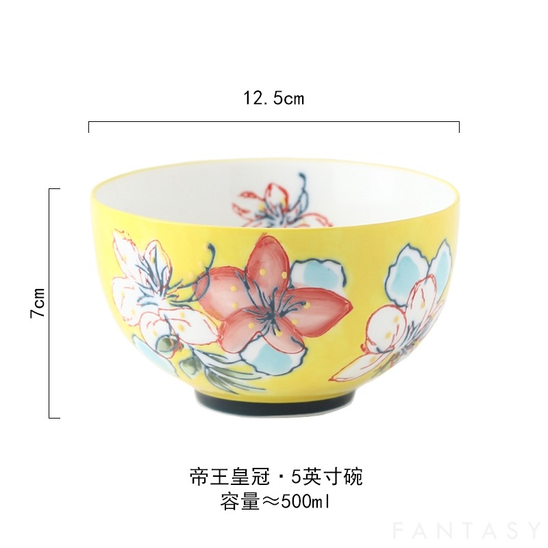 出口美國 可微波飯碗高檔家用飯碗手繪浮雕釉下彩5寸碗適用洗碗機-細節圖7