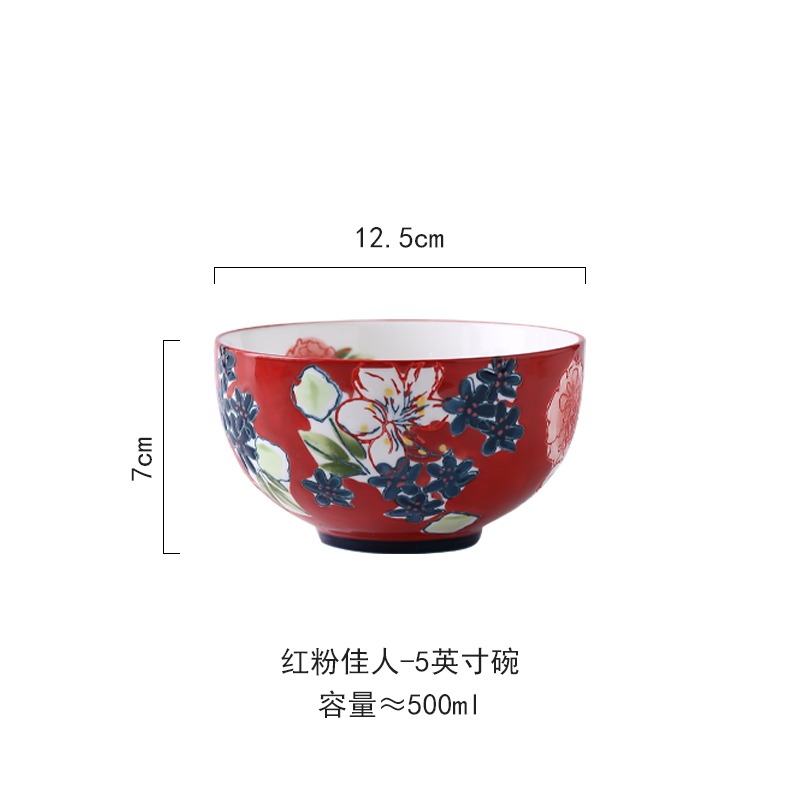 出口美國 可微波飯碗高檔家用飯碗手繪浮雕釉下彩5寸碗適用洗碗機-細節圖10