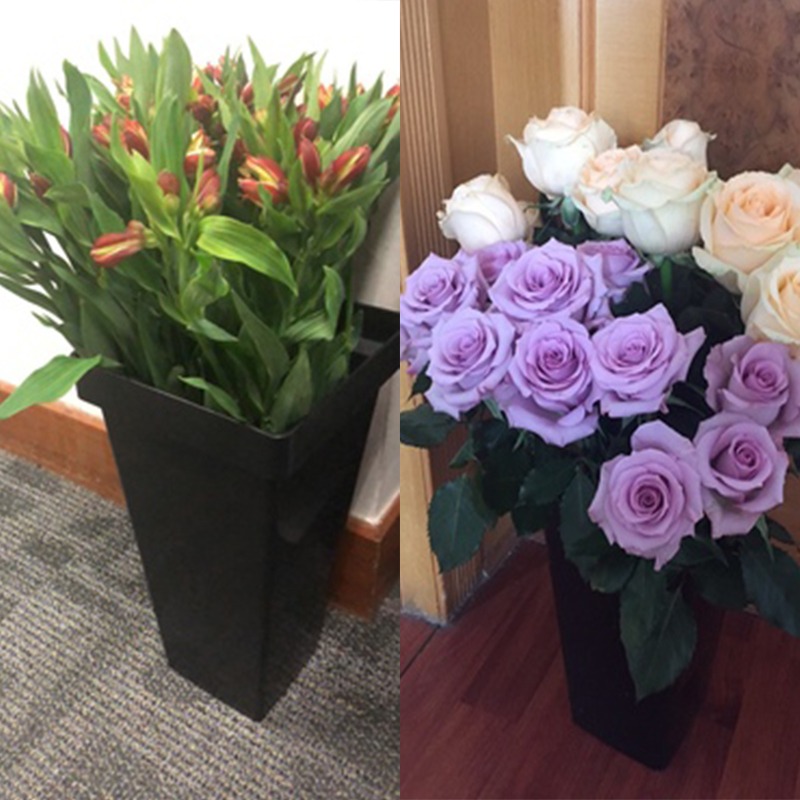 黑色加厚方形鮮花花桶塑料養花桶家用插花桶花店專用鮮花桶醒花桶-細節圖4