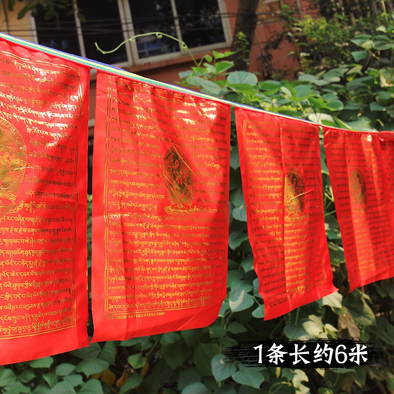 千百智經幡大自在祈禱文金字版經文五色布料經旗風馬旗20面-細節圖2