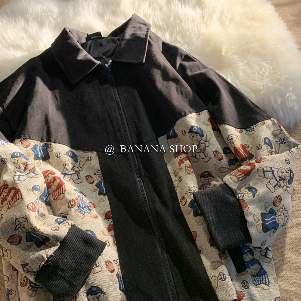 香蕉芭那那 日系古著vintage棒球服女春秋設計感小眾工裝夾克外套-細節圖2