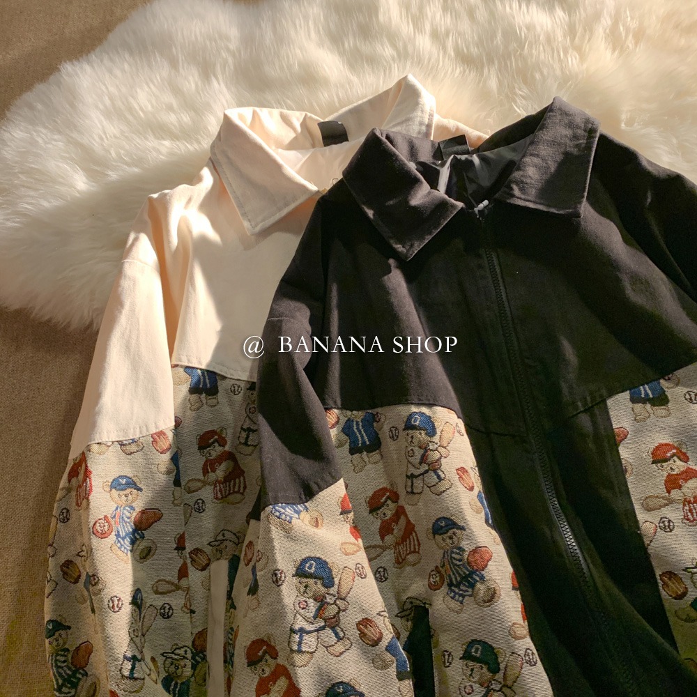 香蕉芭那那 日系古著vintage棒球服女春秋設計感小眾工裝夾克外套-細節圖4