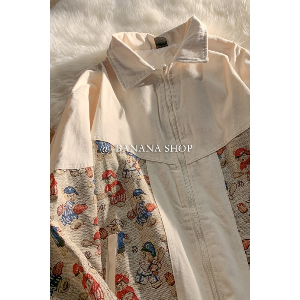香蕉芭那那 日系古著vintage棒球服女春秋設計感小眾工裝夾克外套-細節圖5