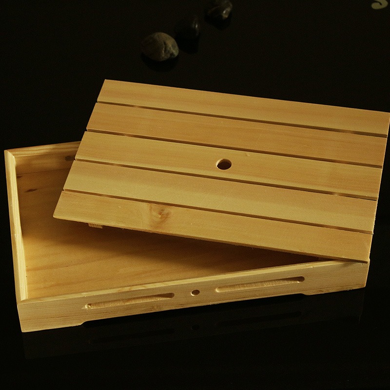 促銷壽司盒三文魚刺身拼盤冰盤白木長方壽司盒日式料理魚生冰板盒-細節圖2