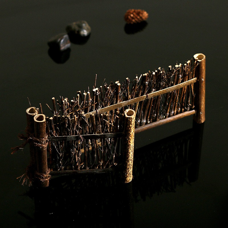 不對稱竹籬笆壽司刺身盤裝飾小型竹籬笆竹編純手工日式料理裝飾-細節圖3