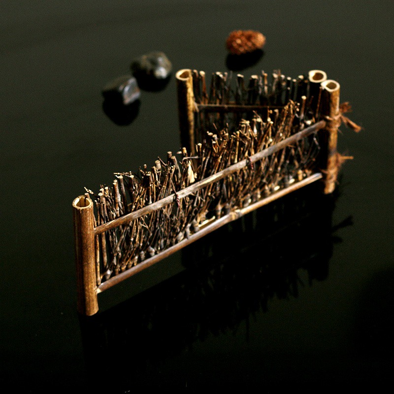 不對稱竹籬笆壽司刺身盤裝飾小型竹籬笆竹編純手工日式料理裝飾-細節圖4