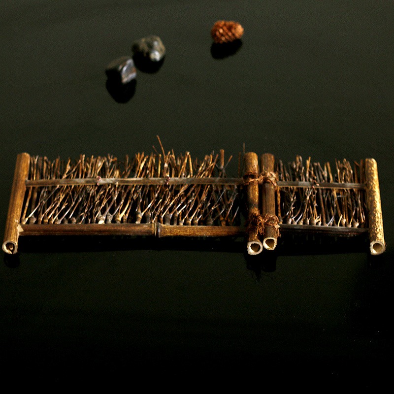 不對稱竹籬笆壽司刺身盤裝飾小型竹籬笆竹編純手工日式料理裝飾-細節圖5