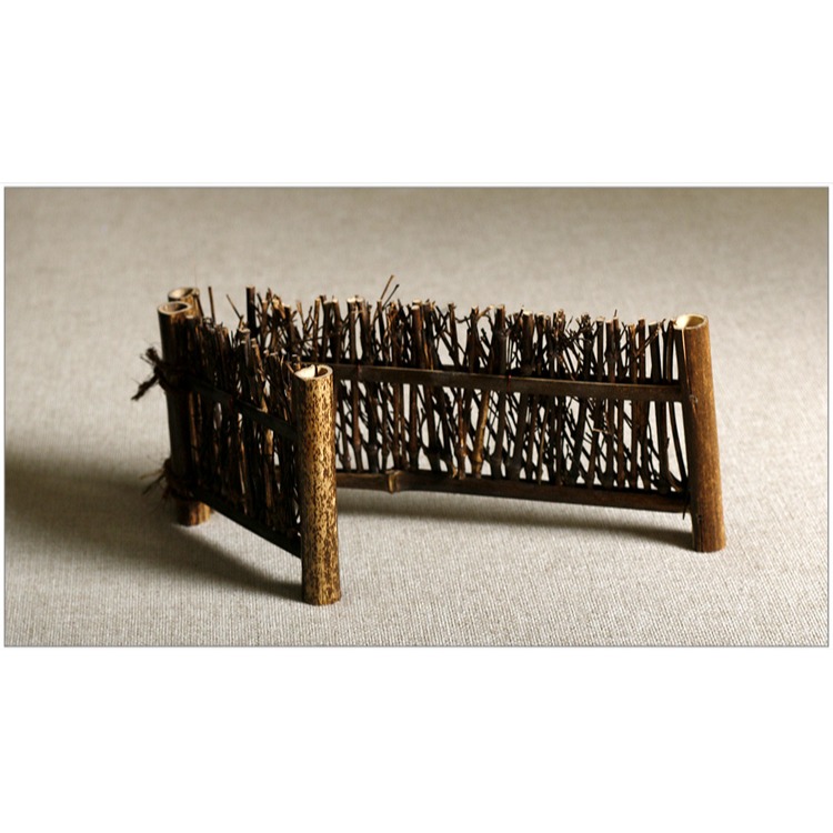 不對稱竹籬笆壽司刺身盤裝飾小型竹籬笆竹編純手工日式料理裝飾-細節圖8