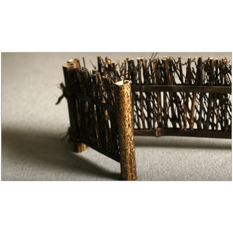 不對稱竹籬笆壽司刺身盤裝飾小型竹籬笆竹編純手工日式料理裝飾-細節圖9