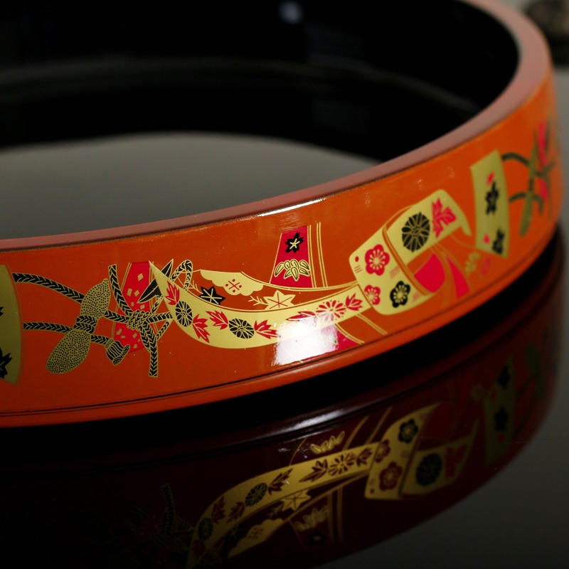 喜慶紅色壽司盆刺身壽司盤壽司盛臺日韓料理刺身盛器壽司罐壽司桶-細節圖4