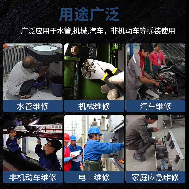 外六角萬能扳手可調梅花多功能魔術扳手六角螺絲螺母多用活動扳手-細節圖4