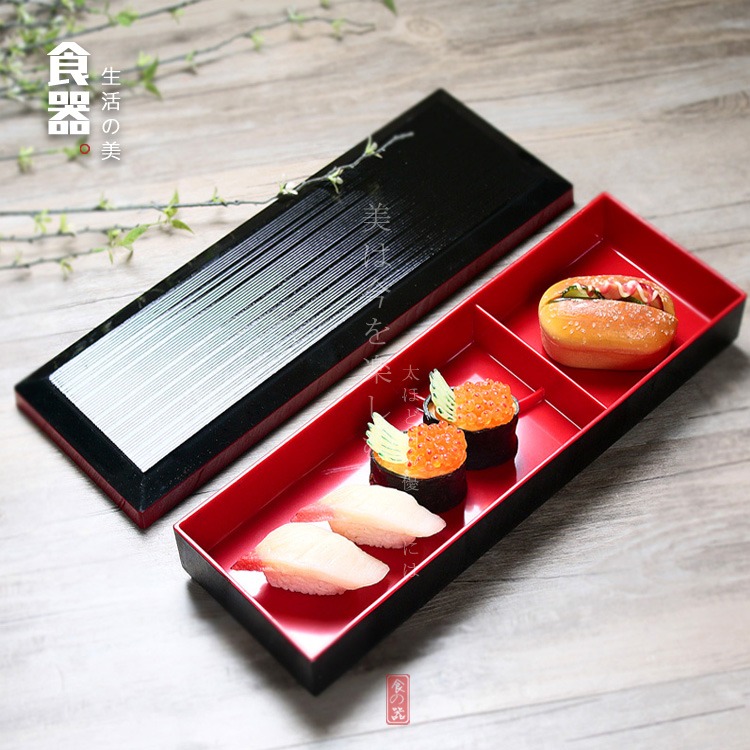 特色三格壽司飯盒長分隔日式鰻魚盒便當盒商務套餐盒日韓料理餐盒-細節圖8