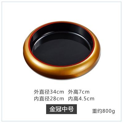 金色刺身盤壽司冠塑料冰盤圓形冰盤壽司桶刺身盤三文魚盤刺身冰板-細節圖7