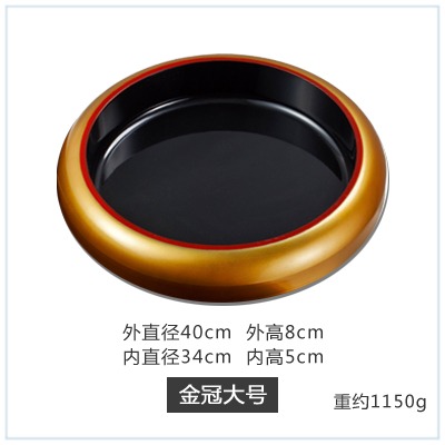 金色刺身盤壽司冠塑料冰盤圓形冰盤壽司桶刺身盤三文魚盤刺身冰板-細節圖8