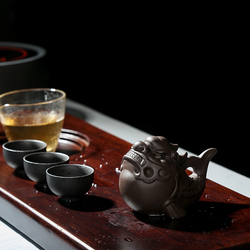 創意四大神獸紫砂金蟾龍龜招財茶寵擺件茶盤裝飾擺件可養茶藝茶玩-細節圖5