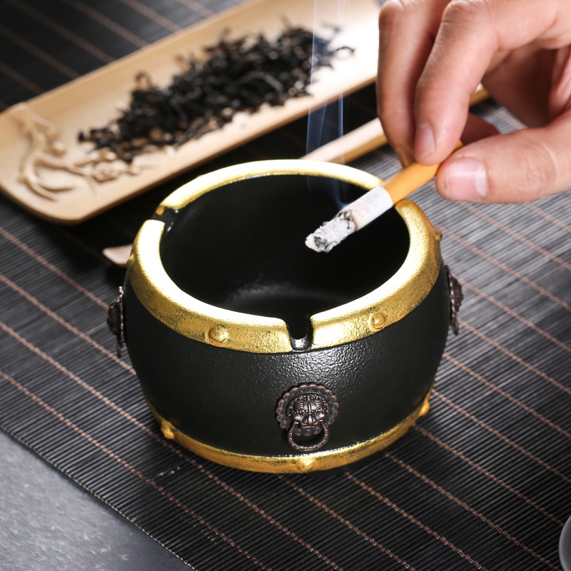 創意陶瓷新中式個性時尚潮流家用客廳茶幾酒吧餐廳大號防風煙灰缸-細節圖2