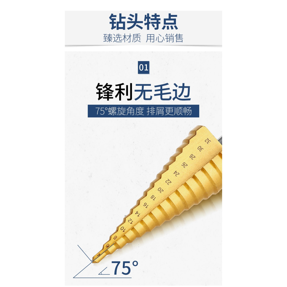 寶塔階梯鉆頭打孔鉆孔神器打洞多功能開孔器金屬合金不銹鋼開孔器-細節圖10