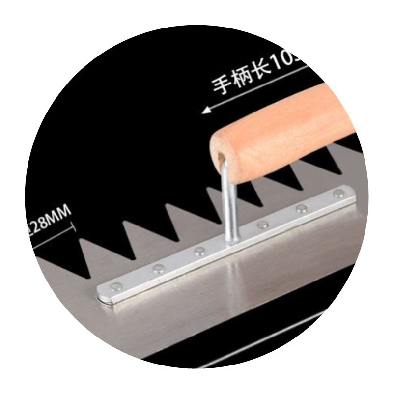 刮板泥工灰匙 加厚鋸齒鐵板 帶齒泥板泥灰木柄鋪瓷磚工具大抹子-細節圖5