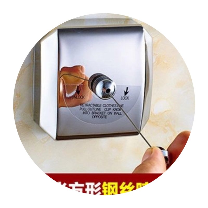 。抖音伸縮免打孔隱形晾衣繩室內晾衣服神器陽臺不銹鋼晾衣架鋼絲-細節圖5