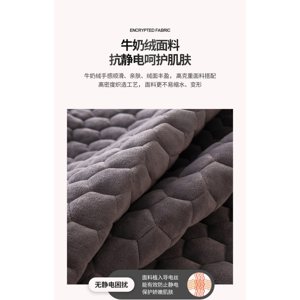 單件純色夾棉牀笠加厚席夢思牀墊保護套牛奶絨榻榻米學生宿舍牀罩-細節圖9