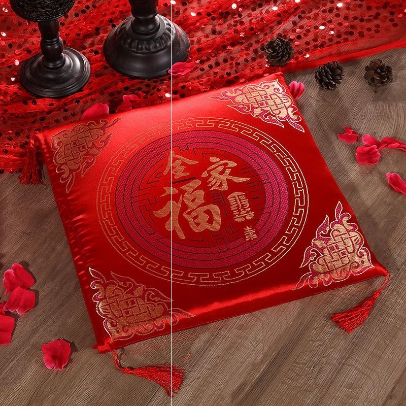 。家紡椅墊中式古典敬茶墊 跪拜墊 方墊中國風喜慶坐墊飄窗墊-細節圖3