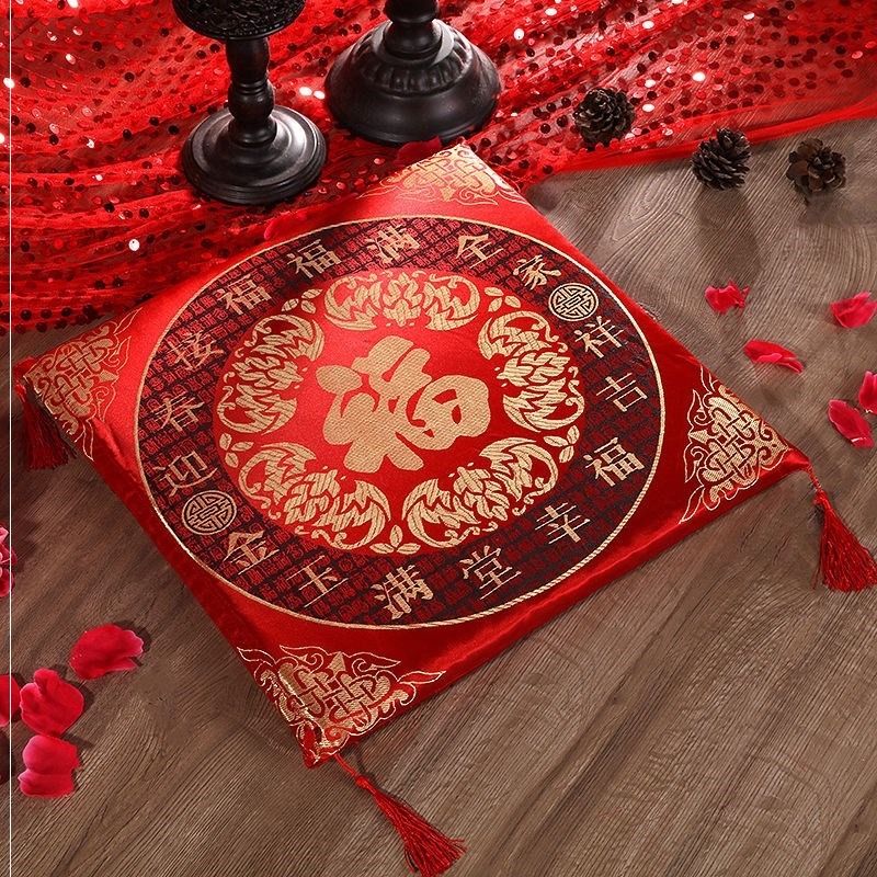。家紡椅墊中式古典敬茶墊 跪拜墊 方墊中國風喜慶坐墊飄窗墊-細節圖6