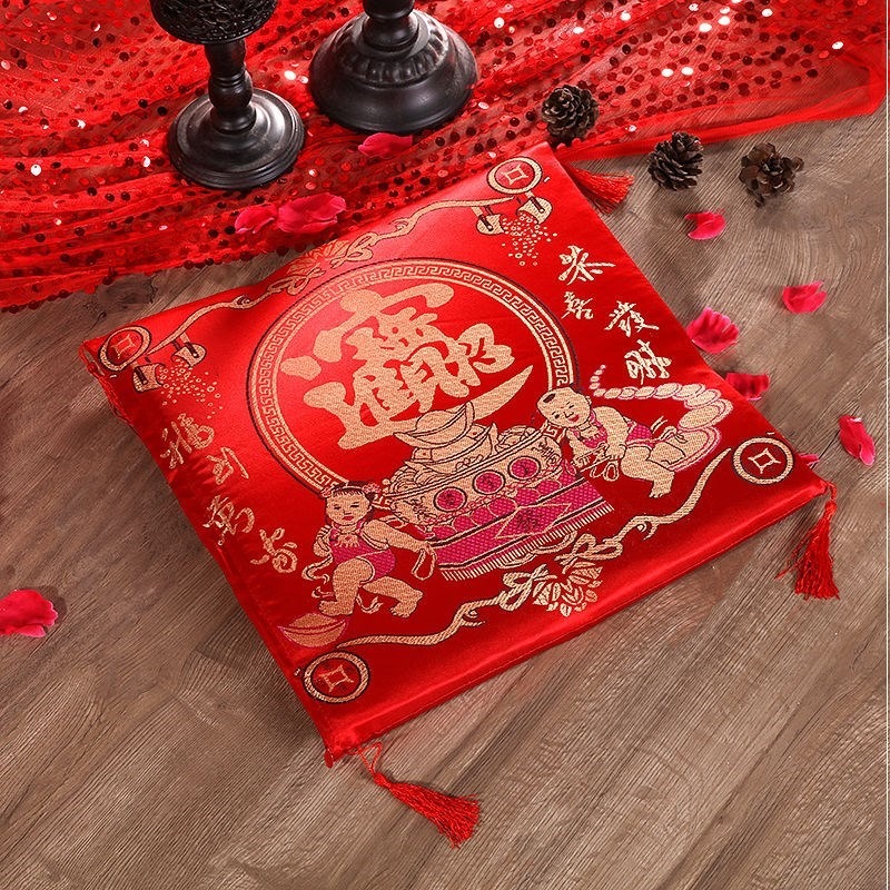 。家紡椅墊中式古典敬茶墊 跪拜墊 方墊中國風喜慶坐墊飄窗墊-細節圖7