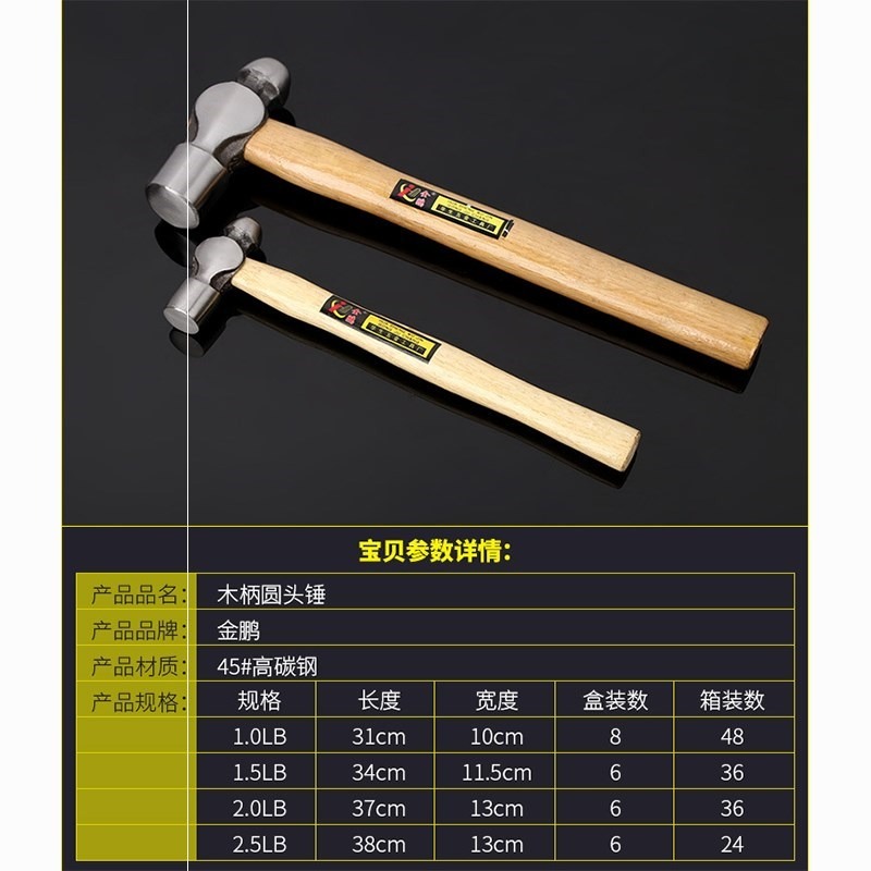 。羊角錘木工高碳鋼圓頭錘八角錘家用榔頭鐵錘子起釘錘拔釘錘敲擊-細節圖3