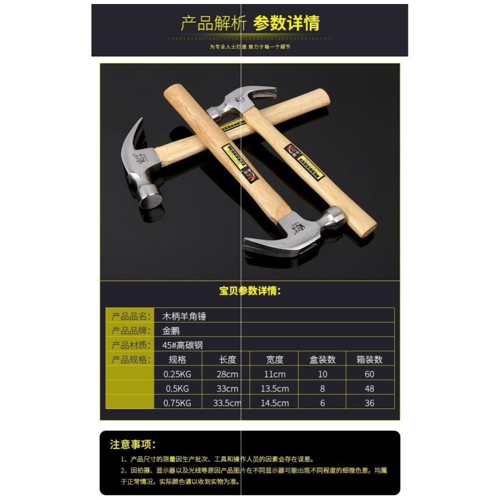 。羊角錘木工高碳鋼圓頭錘八角錘家用榔頭鐵錘子起釘錘拔釘錘敲擊-細節圖7